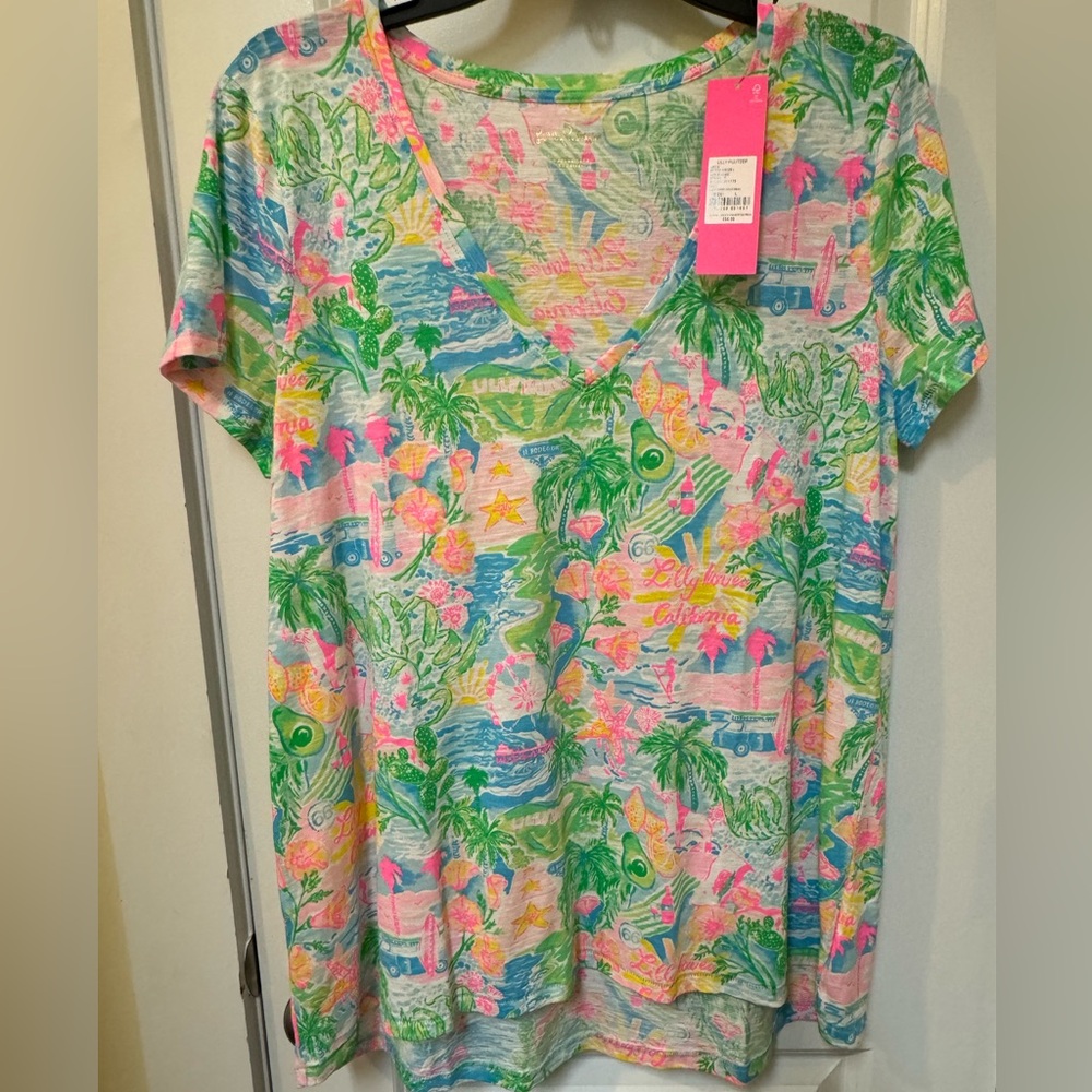 Lilly Pulitzer LARGE Lilly Loves California Etta Top NWT